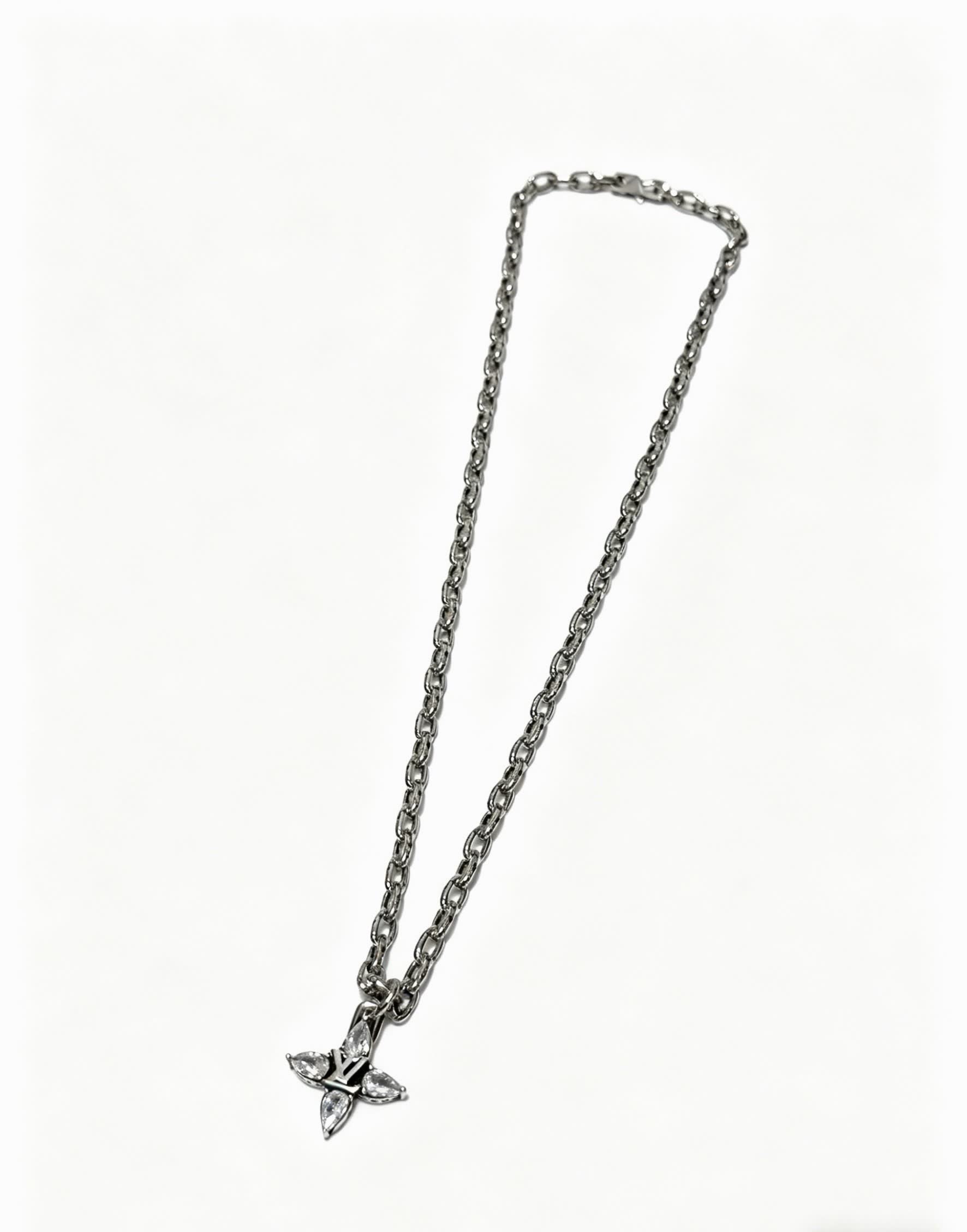 Louis Vuitton Silver Cross Pendant Necklace